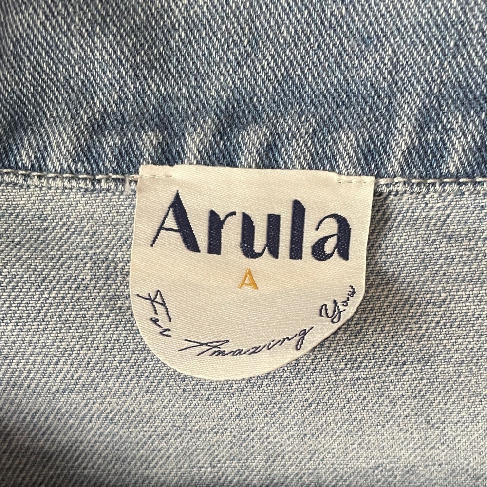 ARULA 1X NWT Blue Jean Jacket with Smiley Patch - Picture 2 of 8
